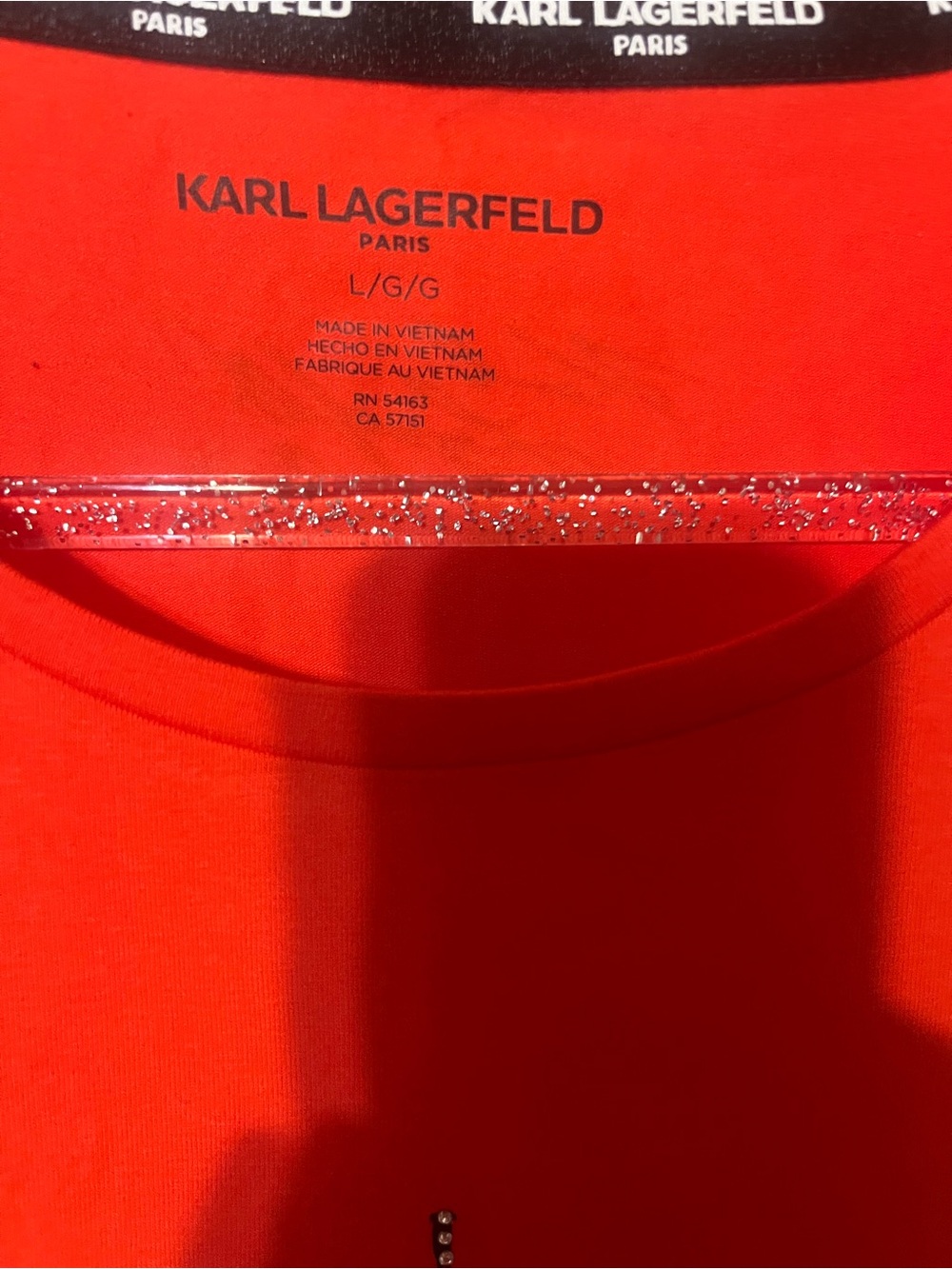 Karl Lagerfeld Bright Red Paris Graphic Short Sleeve Tee - Picture 4 of 10